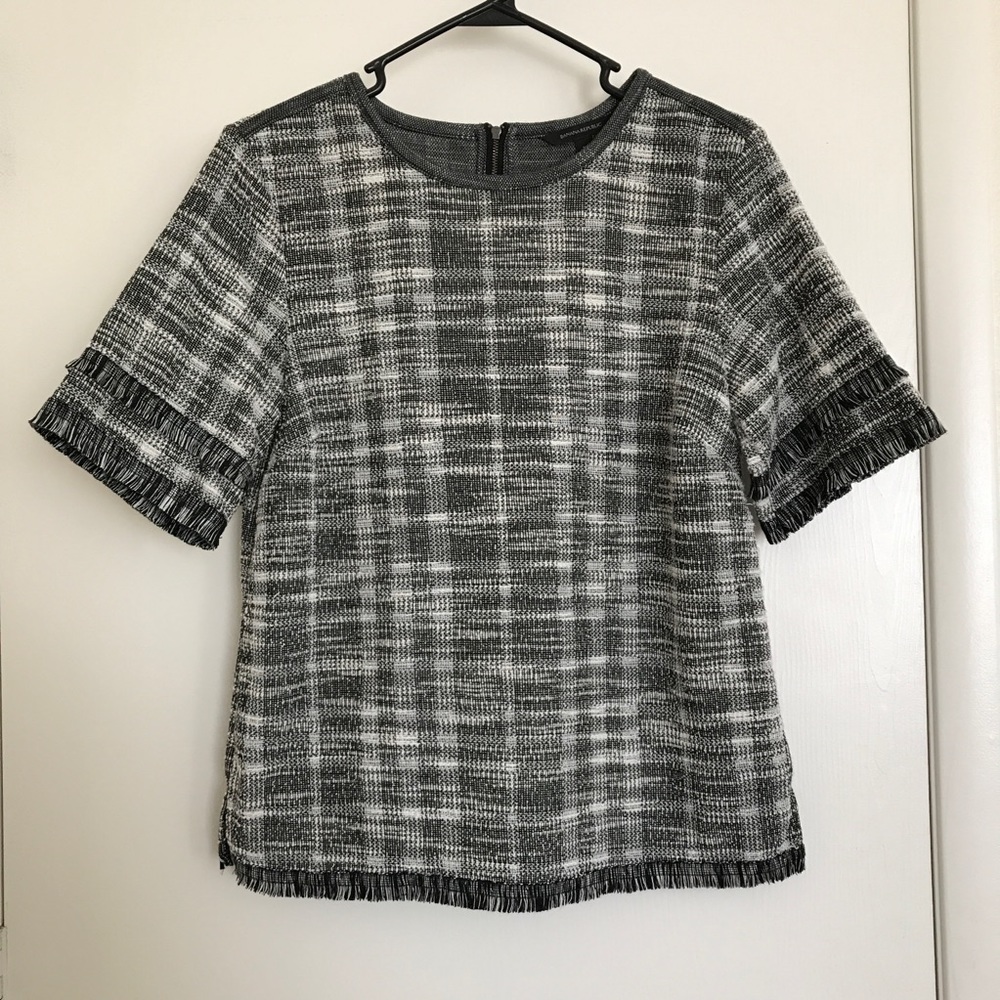 NWOT Banana Republic Tweed Fringe Top